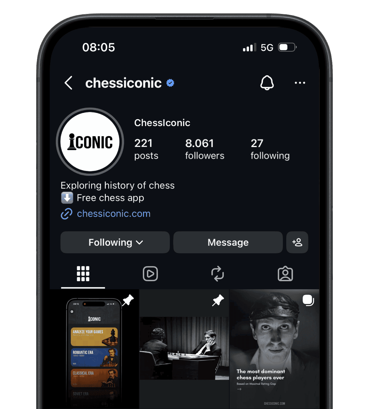 ChessIconic Instagram page